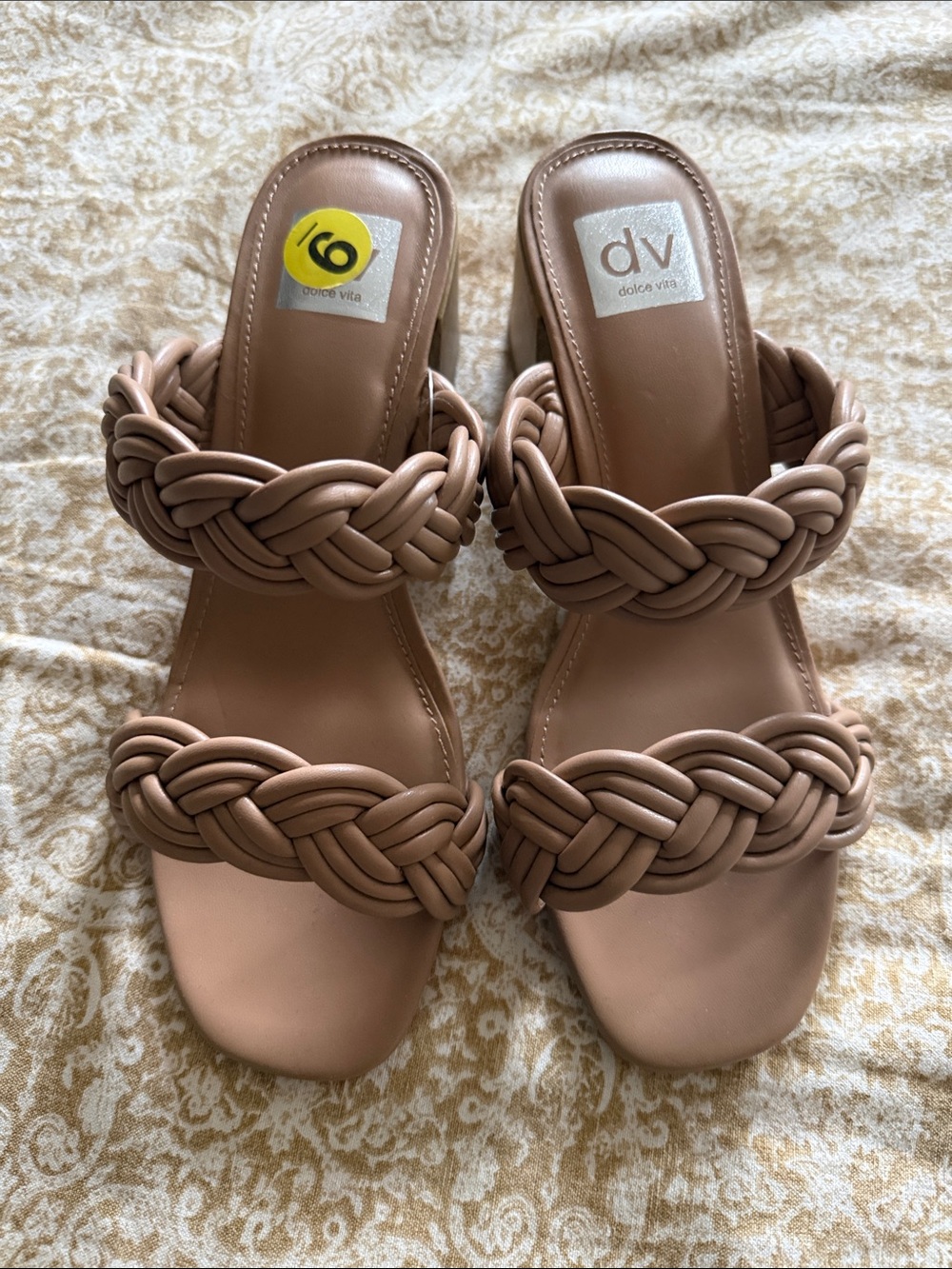Dolce Vita Braided Double-Strap Slide Sandals - Tan